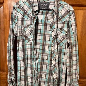 BKE Men's Casual Plaid Shirt - Tailored Fit